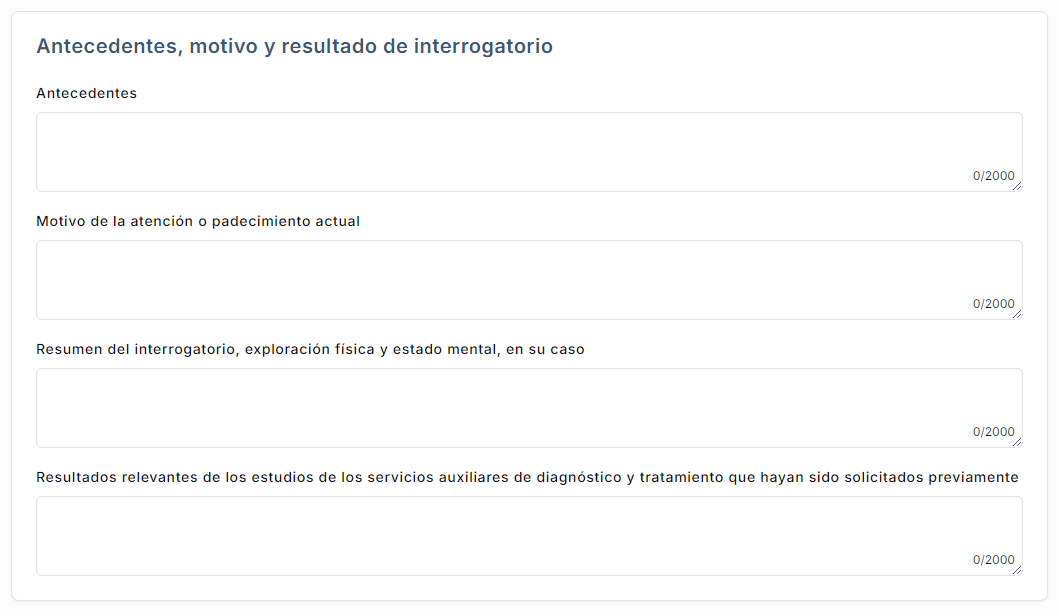 Animación de Antecedentes, motivo y resultado de interrogatorio