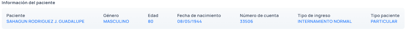 Imagen de la información del paciente