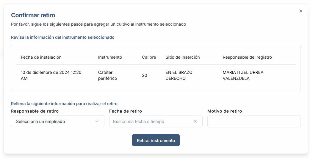 Animación de retirar un registro