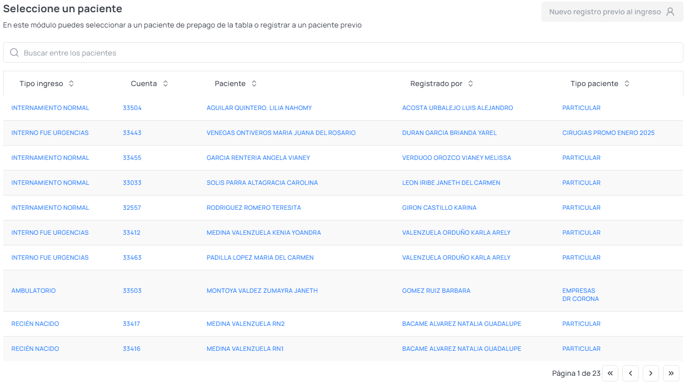 Imagen de tabla de previos y prepagos