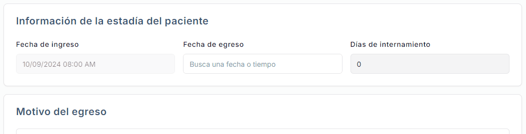 Animación de la información de la estadia del paciente