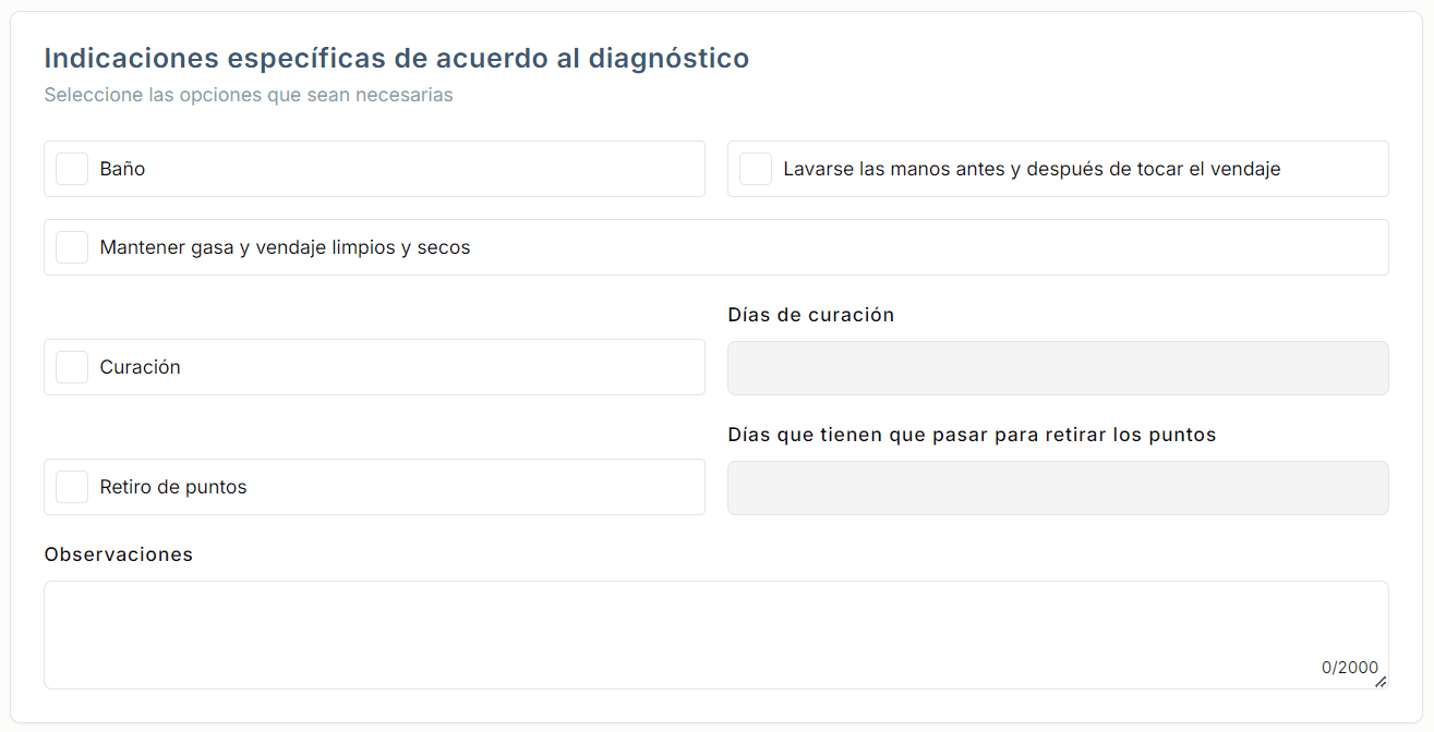 Animación de indicaciones específicas de acuerdo al diagnóstico